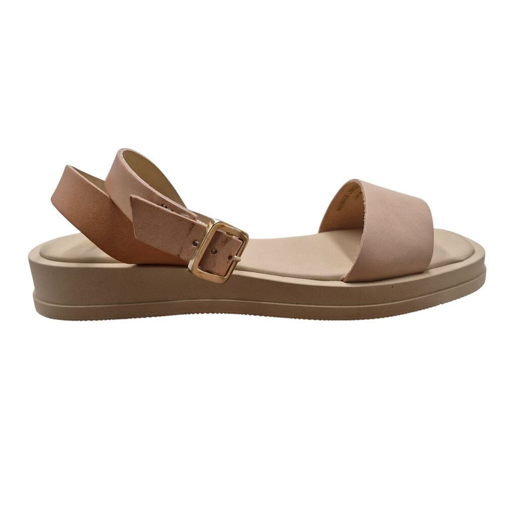 NEW Seychelles Note to Self flat sandal open-toe wedge heel beige Leather sz 7.5